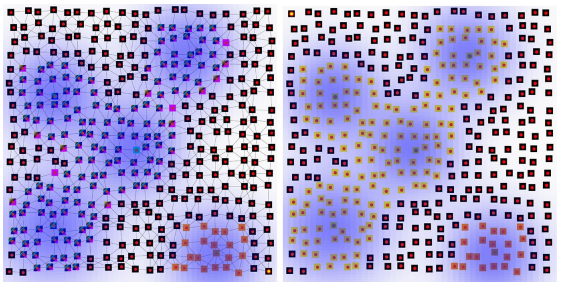 A field-based computing approach to sensing-driven clustering in robot swarms